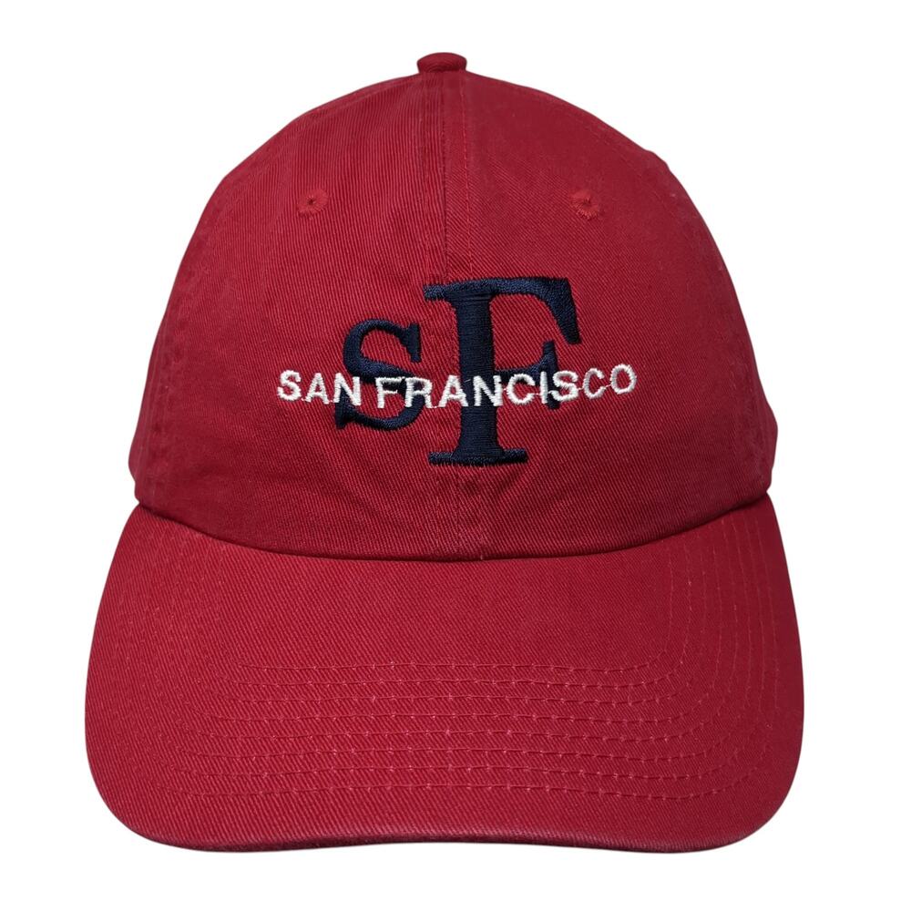 San Francisco Slideback Baseball Cap Red One Size Adjustable Fahrenheit Cotton